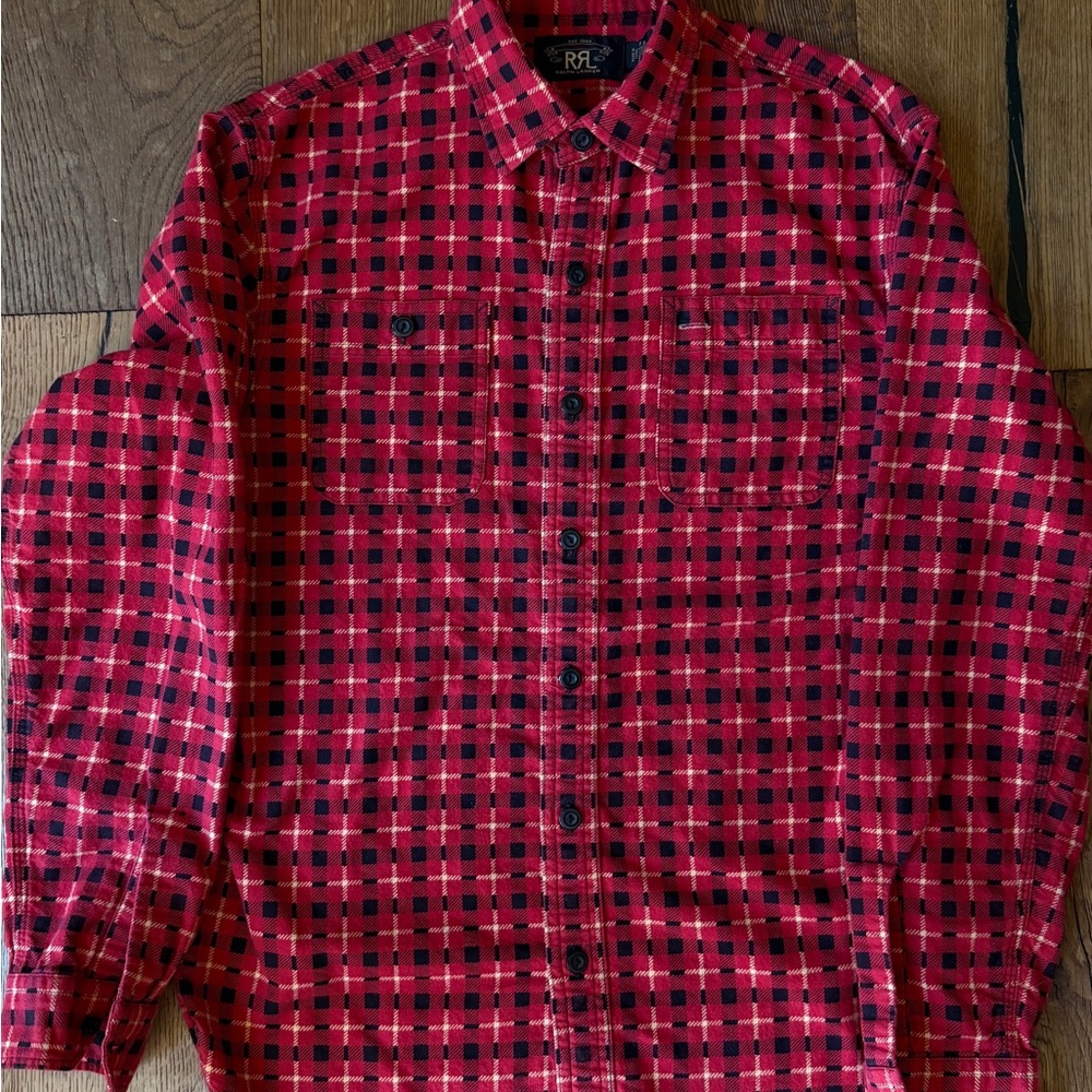 RRL Ralph Lauren Red Plaid Flannel Workshirt Size Small | Double RL - Picture 5 of 5